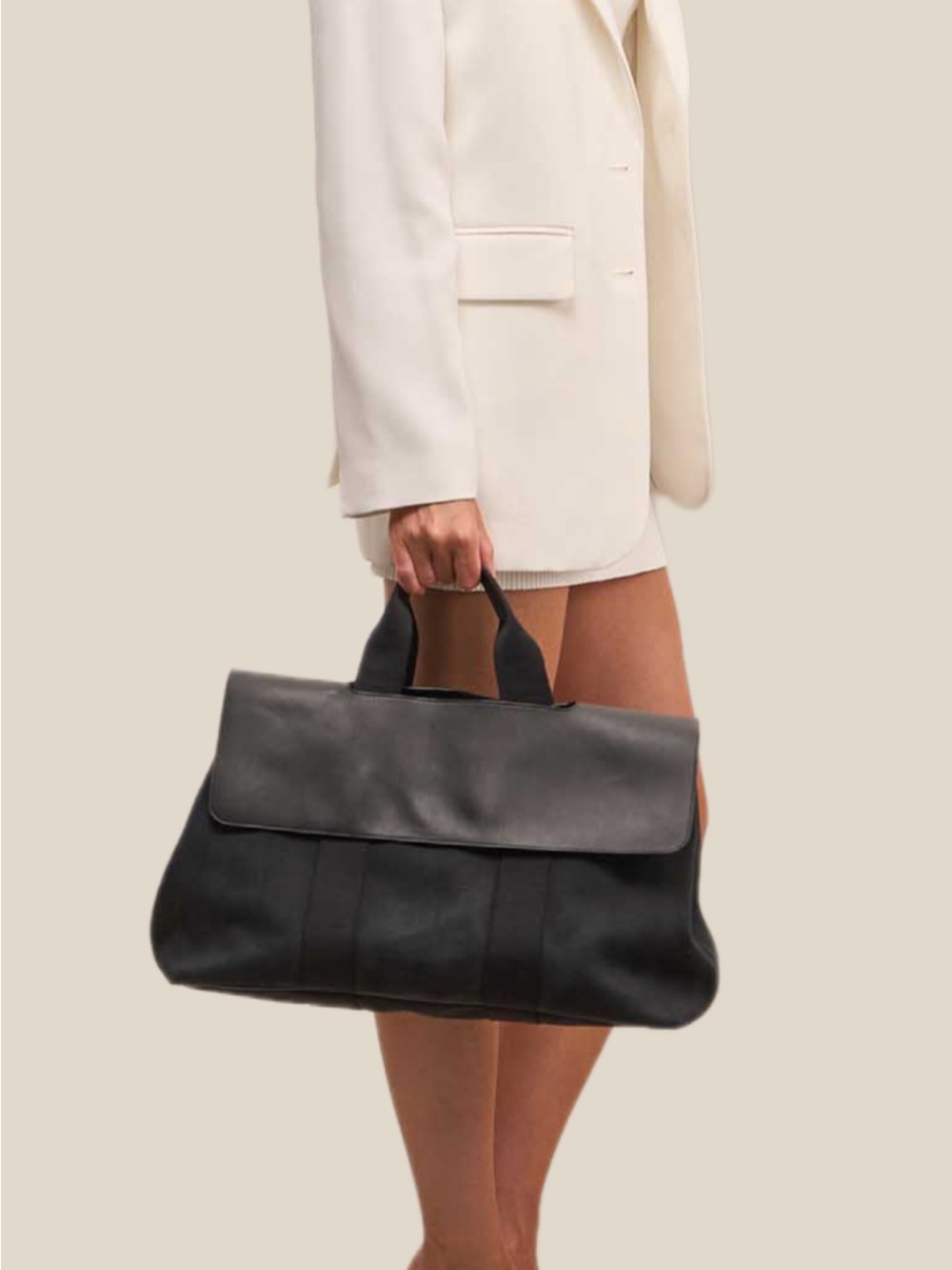 Hermes Black Leather Travel Tote Bag
